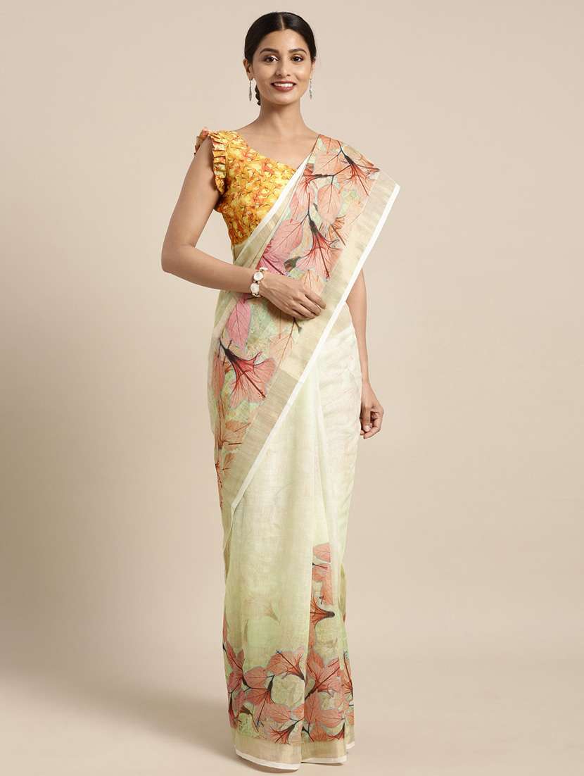 digital floral printed saree with blouse