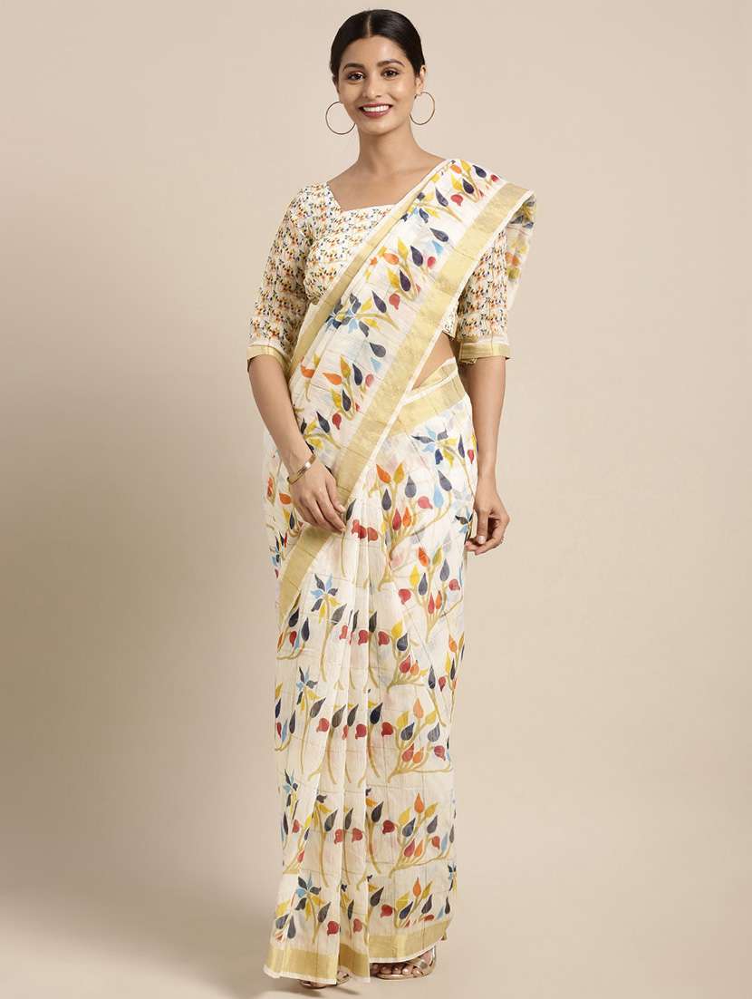 digital checkered printed saree with blouse