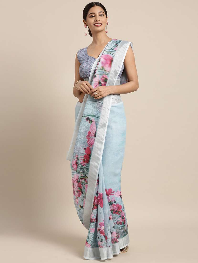 digital floral printed saree with blouse