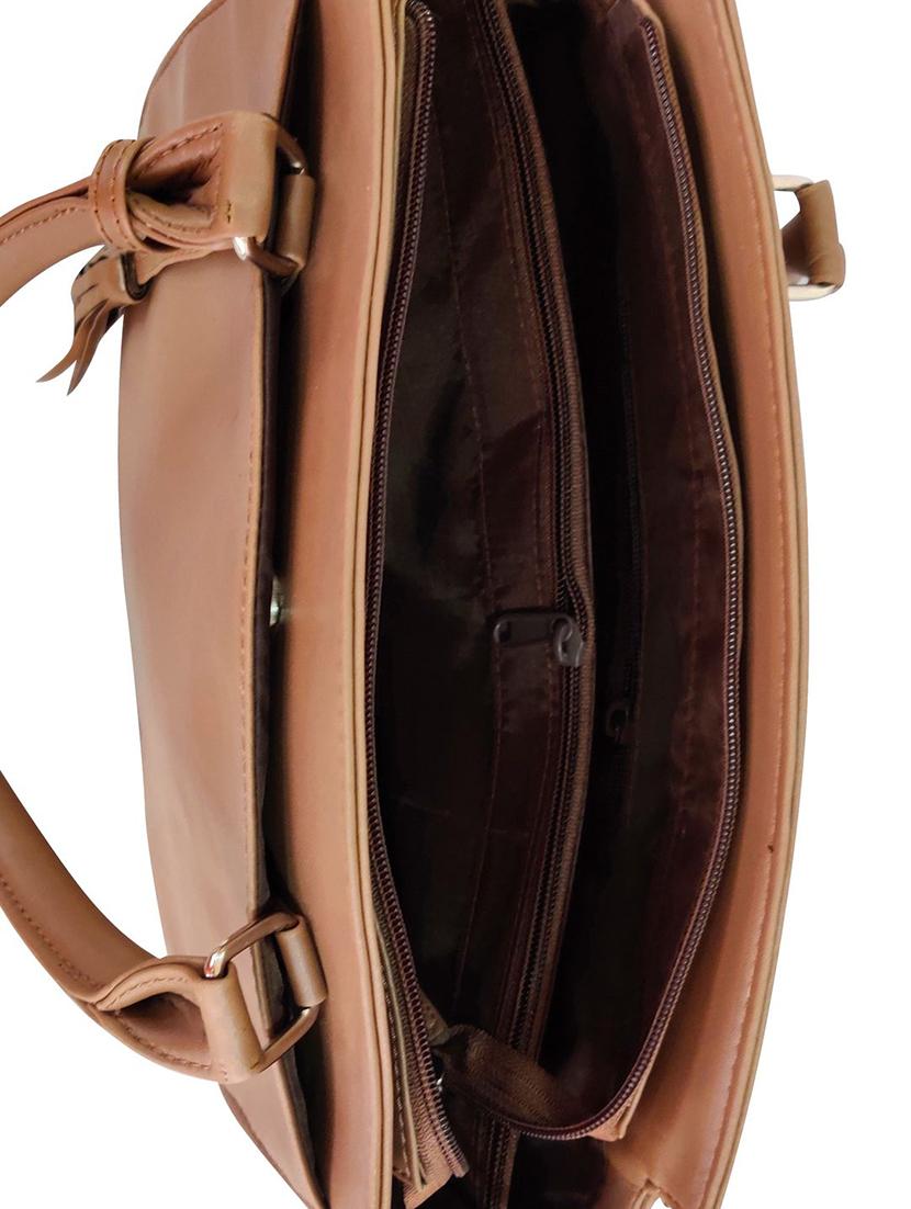 brown leatherette (pu) regular handbag - 16370251 - Standard Image - 2