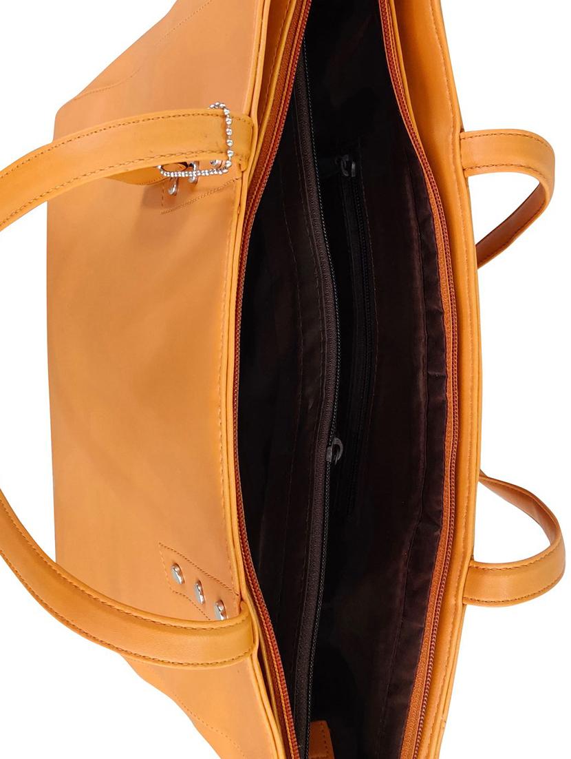 orange leatherette (pu) regular handbag - 16370255 - Standard Image - 2