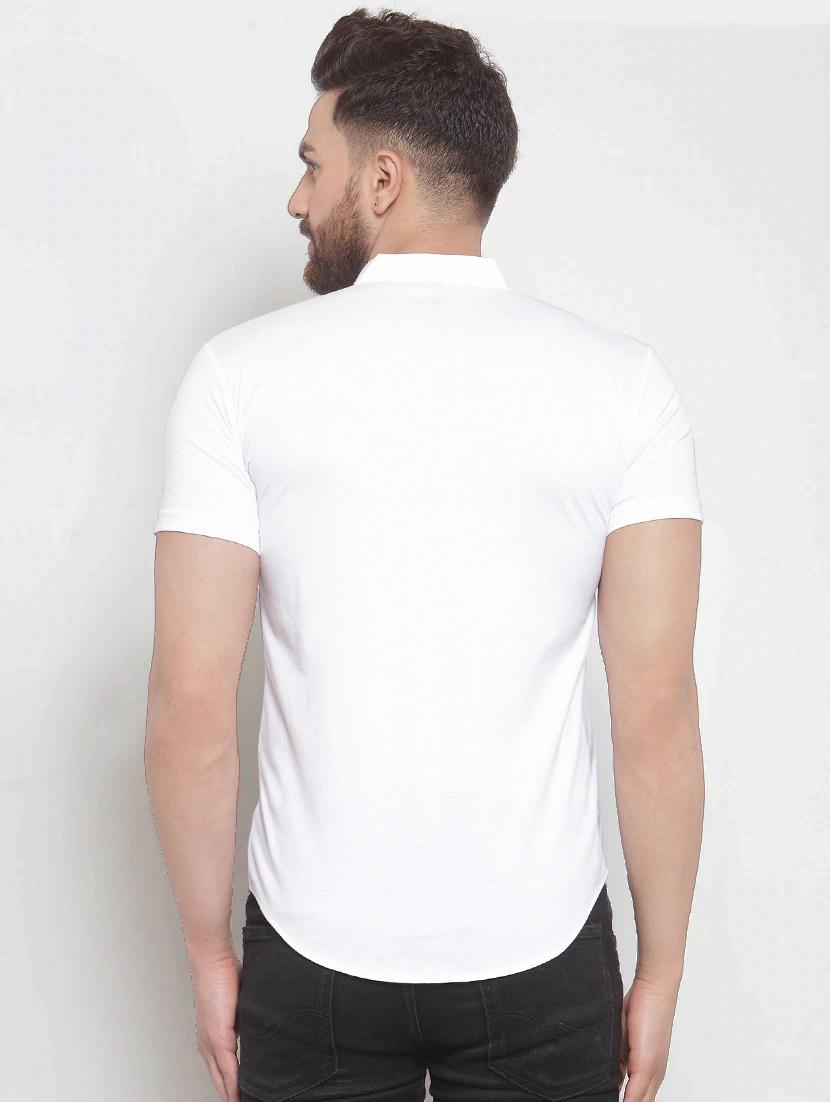 men white solid regular fit short sleeves casual shirt - 16370372 - Standard Image - 2