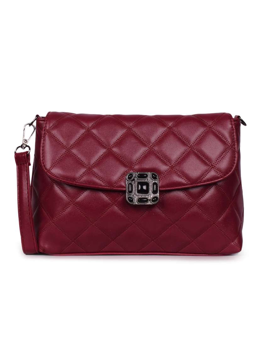 maroon leatherette (pu) sling bag