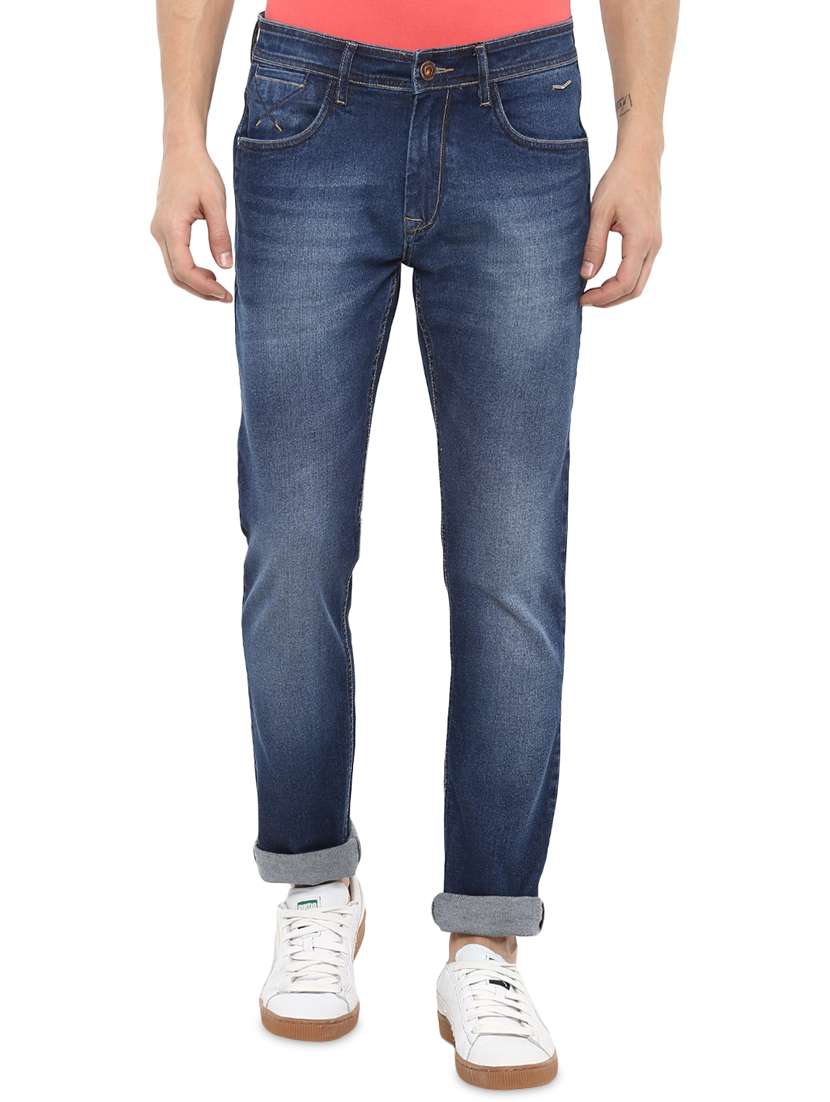blue light washed denim jeans