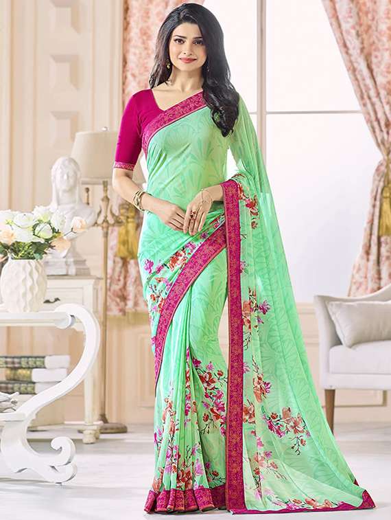 floral printed saree with blouse