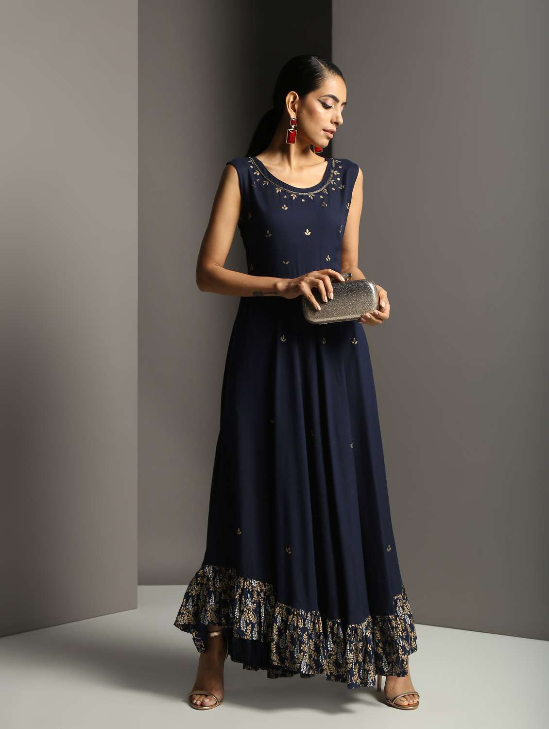 embellished solid dress