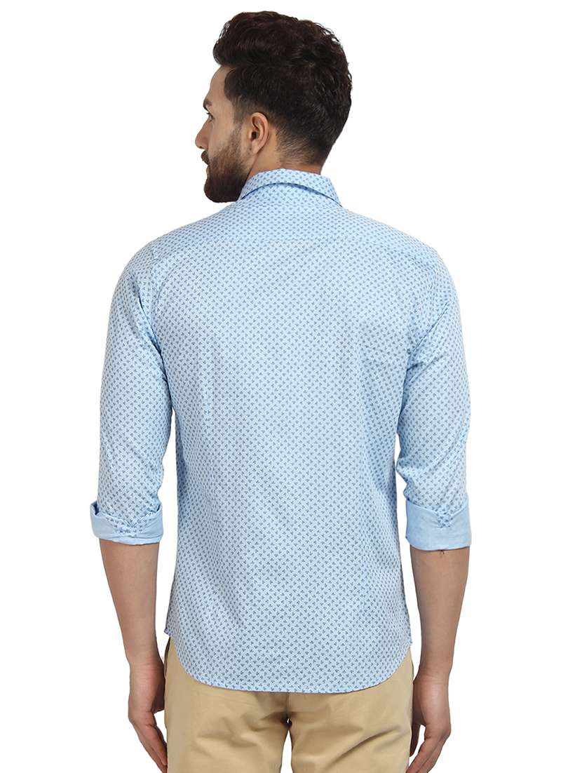 light blue printed casual shirt - 16379121 - Standard Image - 2
