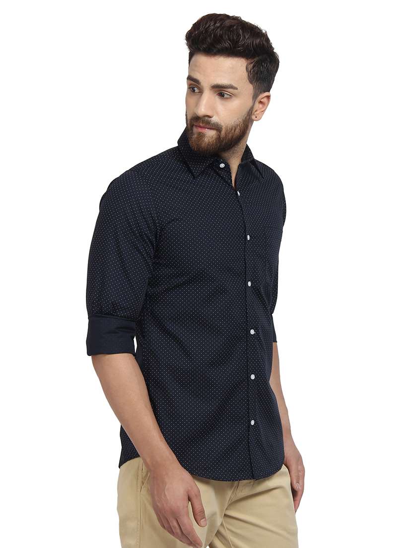 dark blue polka dot print casual shirt - 16379125 -  Standard Image - 2
