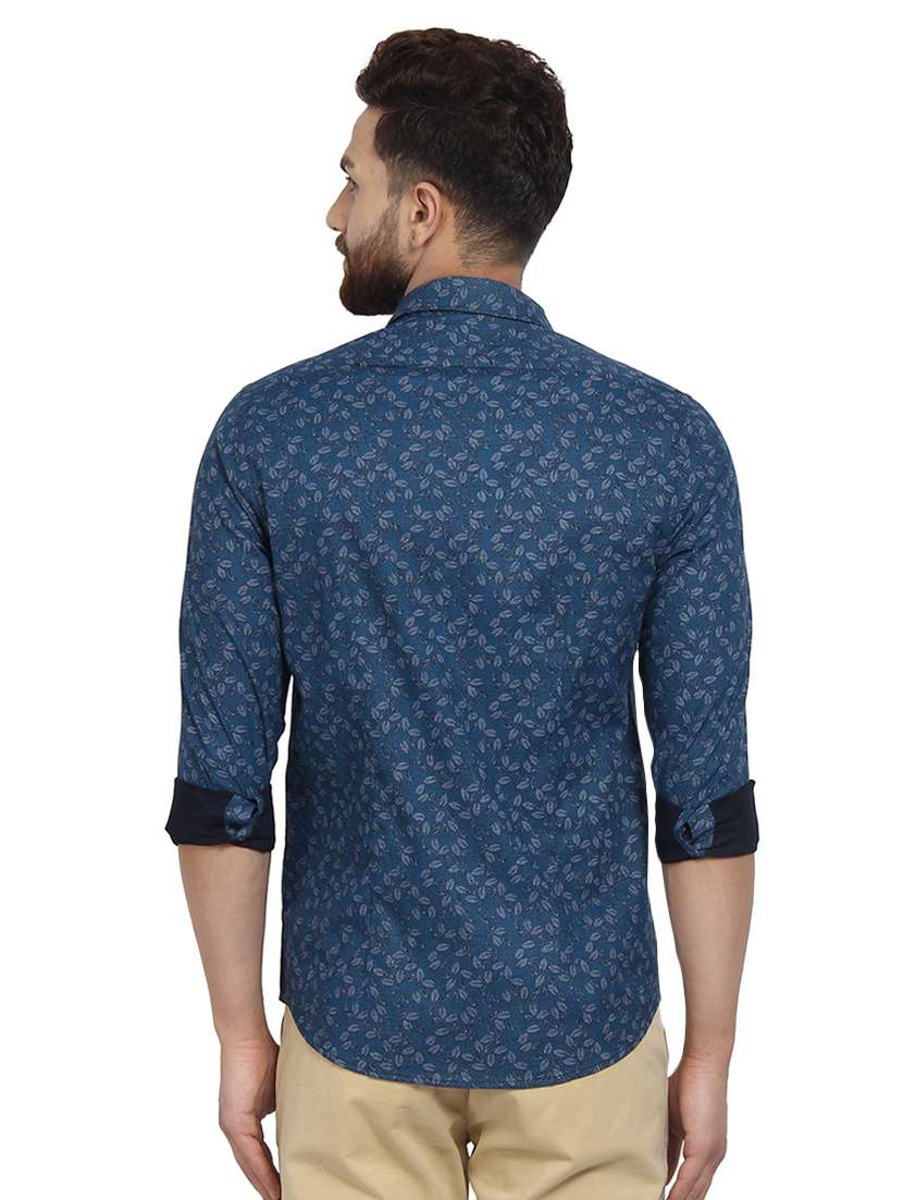mens leaf print casual shirt - 16379139 - Standard Image - 2
