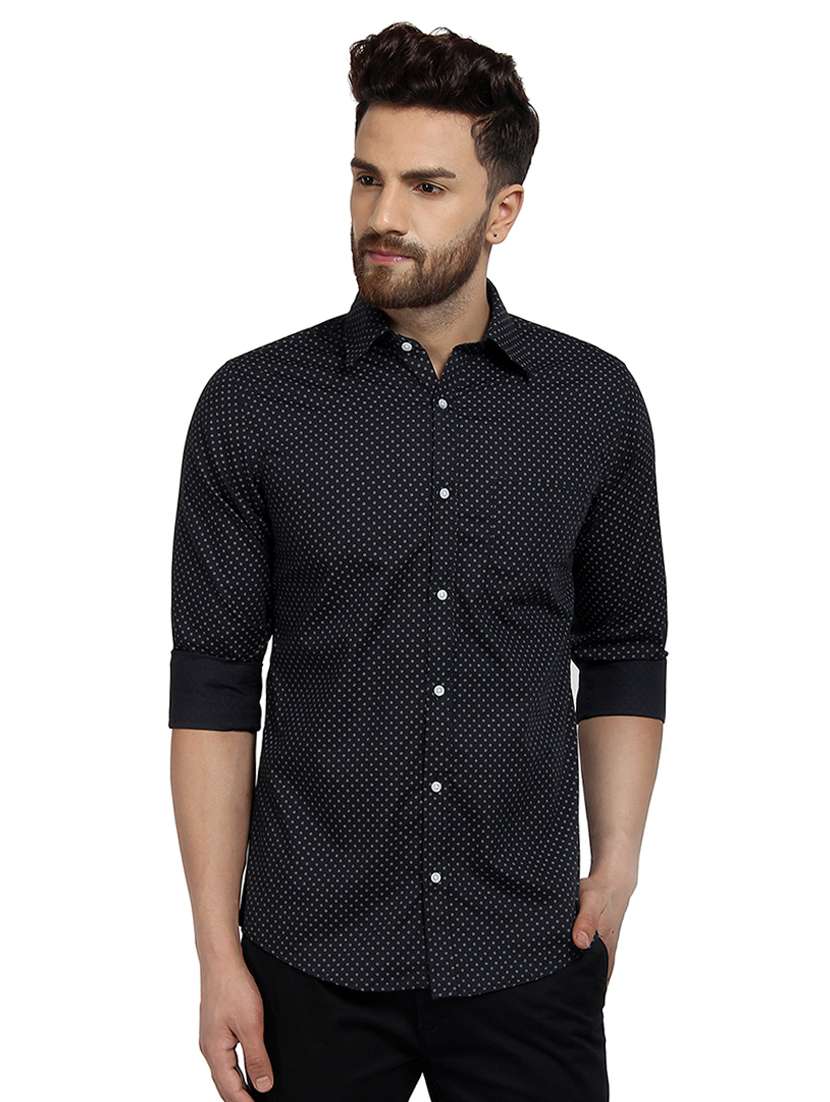 mens micro print casual shirt