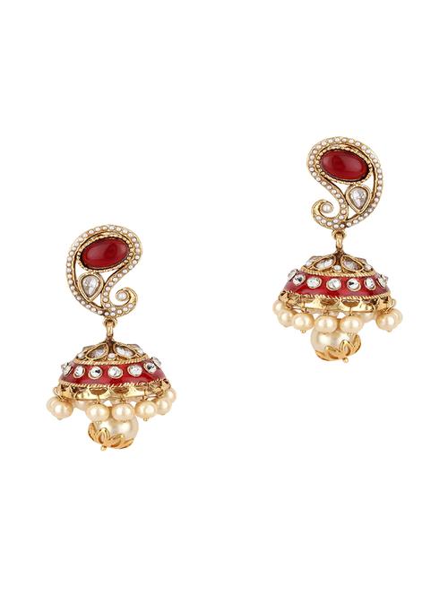 red jhumka earring - 16382121 - Standard Image - 0