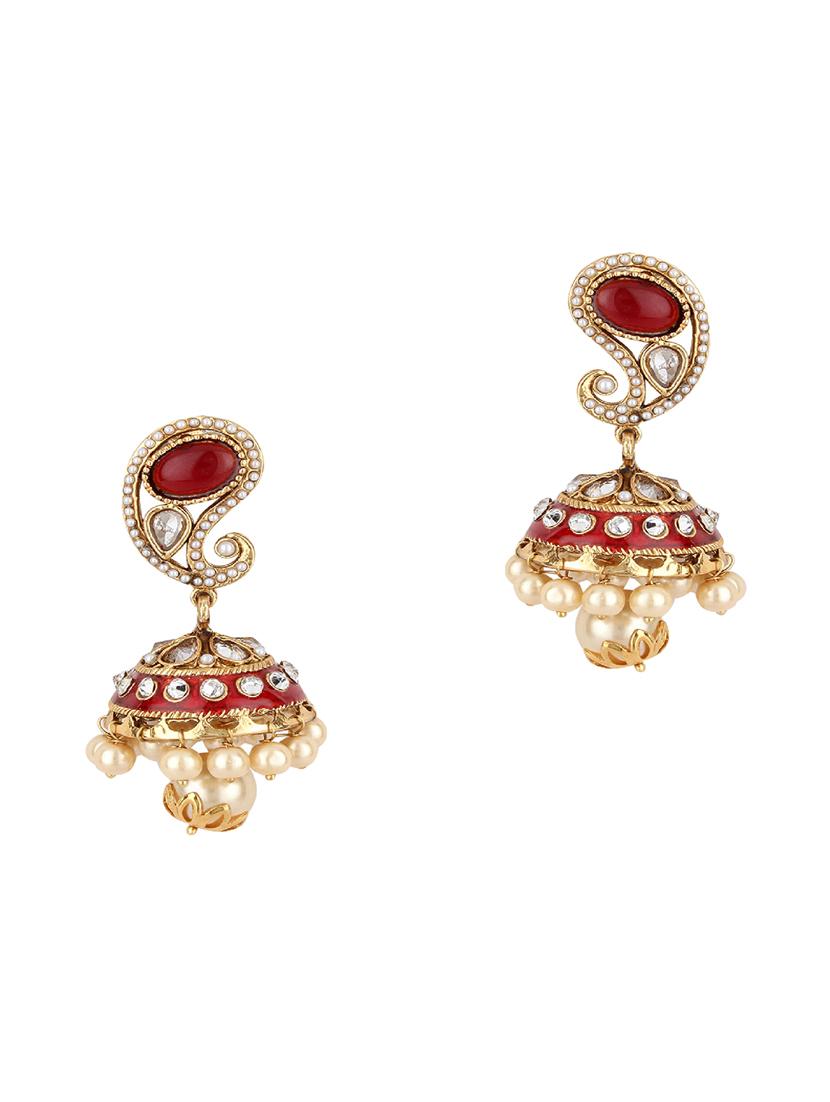 red jhumka earring - 16382121 - Zoom Image - 0