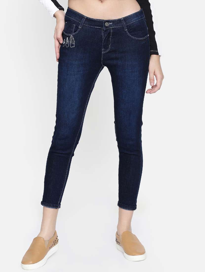 quirky embroidered skinny fit jeans