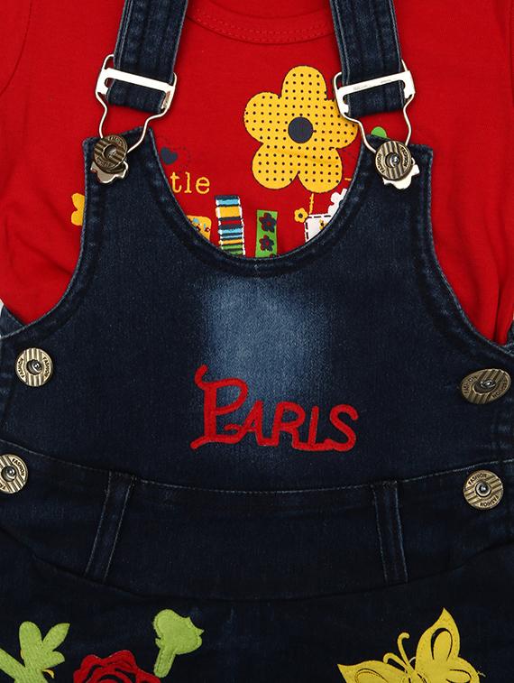 red cotton dungaree set - 16383857 - Standard Image - 2