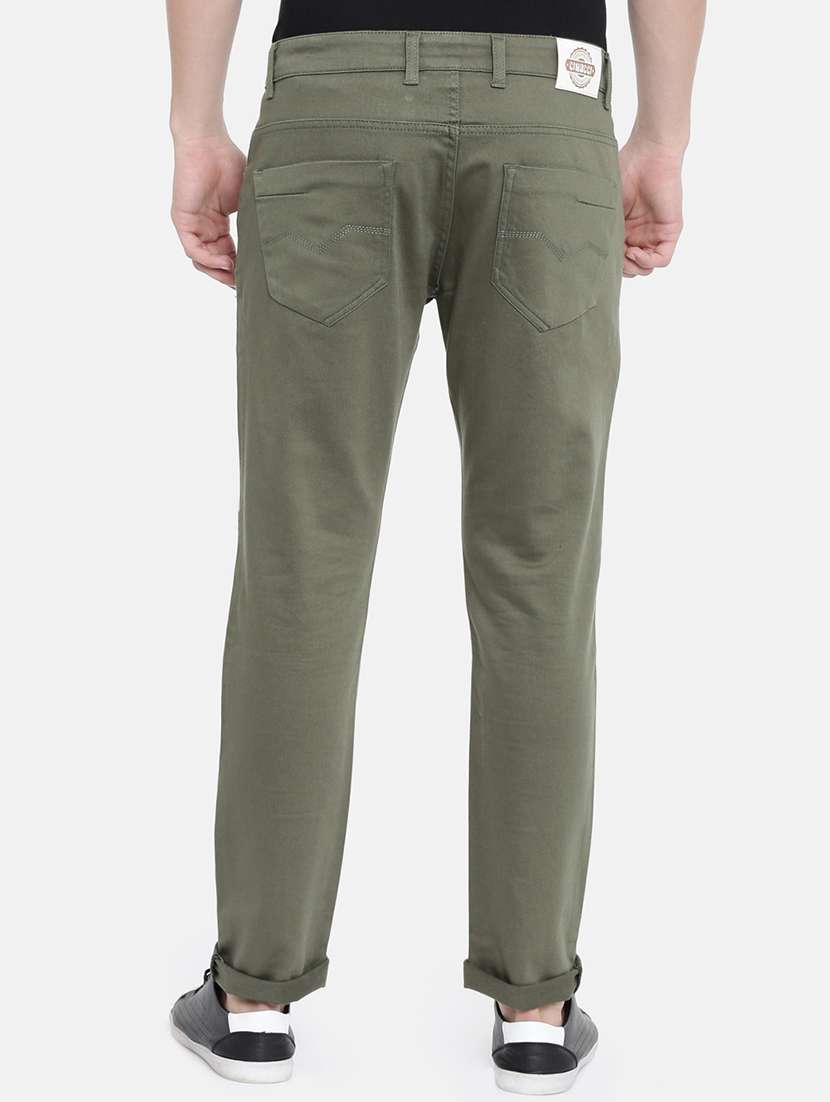 olive green solid denim jeans  - 16383883 -  Standard Image - 2