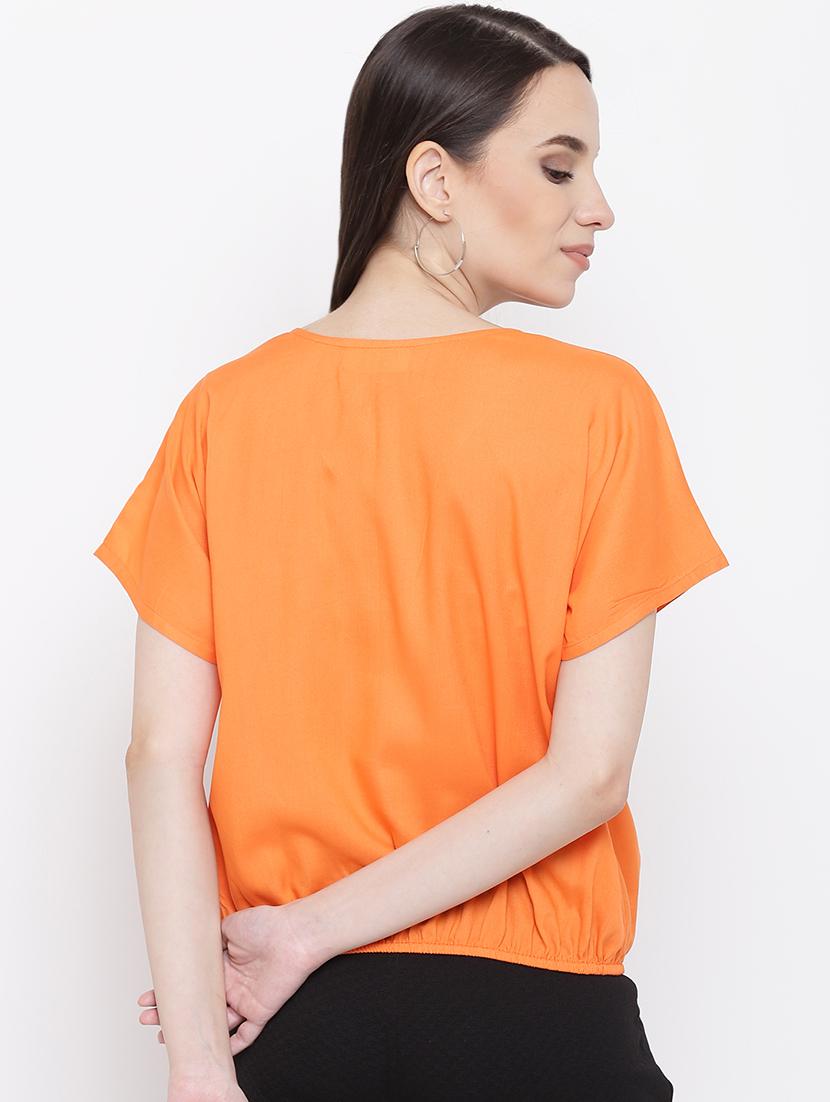 tie up neck solid blouson top - 16386300 - Standard Image - 2