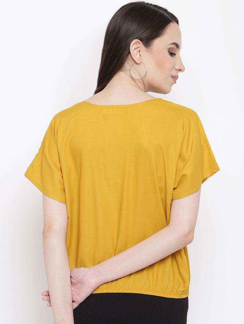 tie up neck solid blouson top - 16386301 - Standard Image - 2