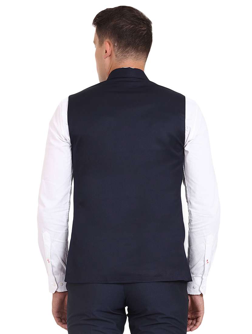 navy blue solid classic waist coat - 16386399 -  Standard Image - 2
