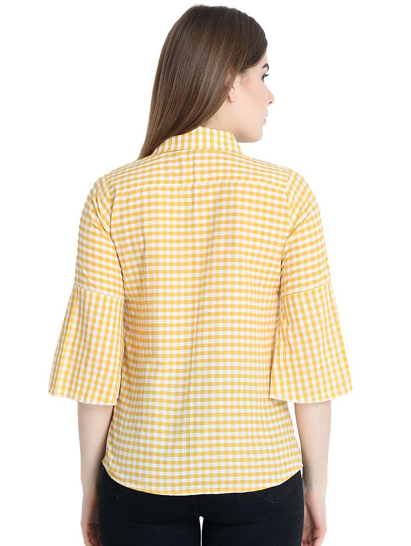 bell sleeved gingham checkered shirt  - 16386930 -  Standard Image - 2
