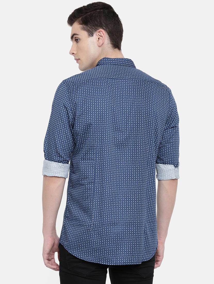 navy blue printed casual shirt - 16387665 - Standard Image - 2