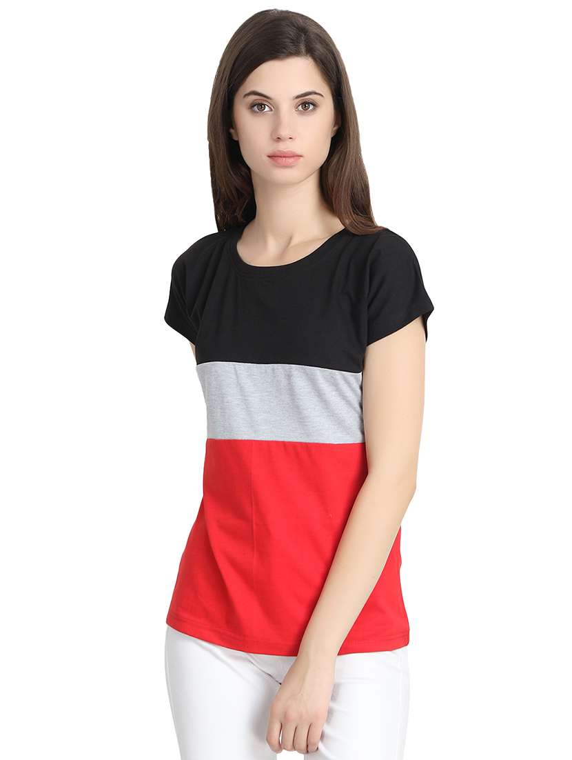 round neck color block tee 