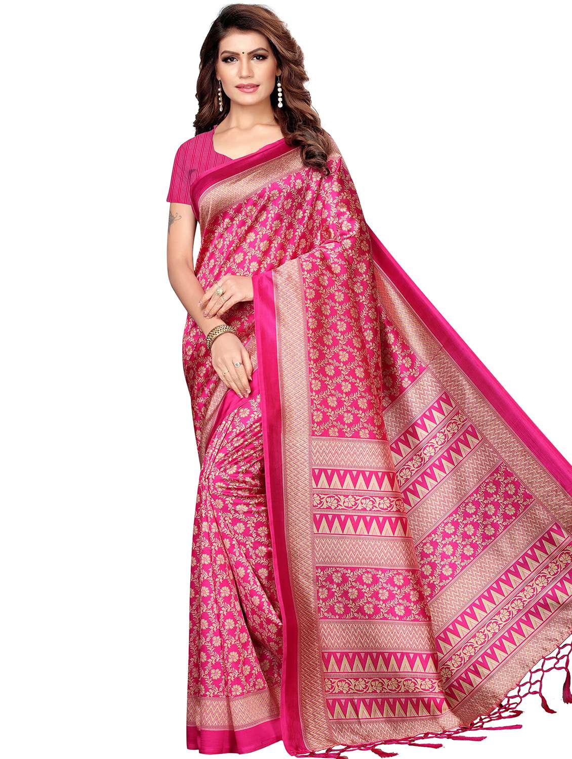 floral mysore silk saree with blouse
