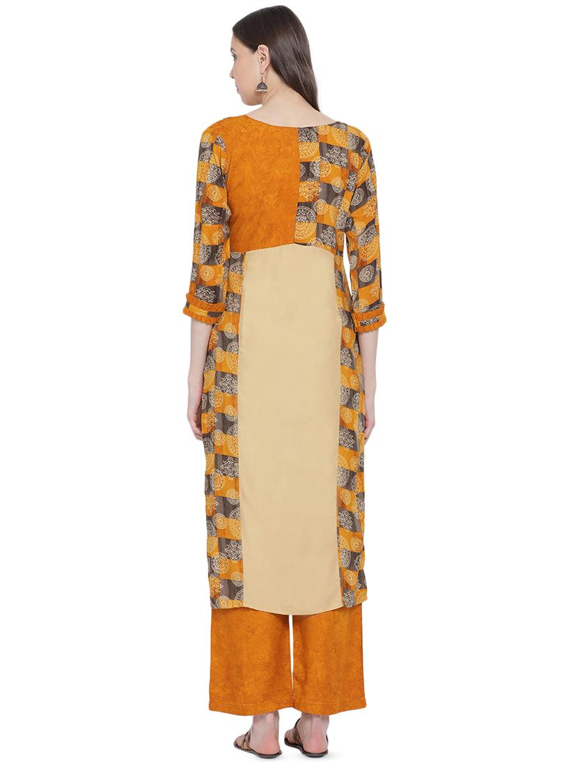 printed kurta with palazzo set - 16391549 - Standard Image - 2