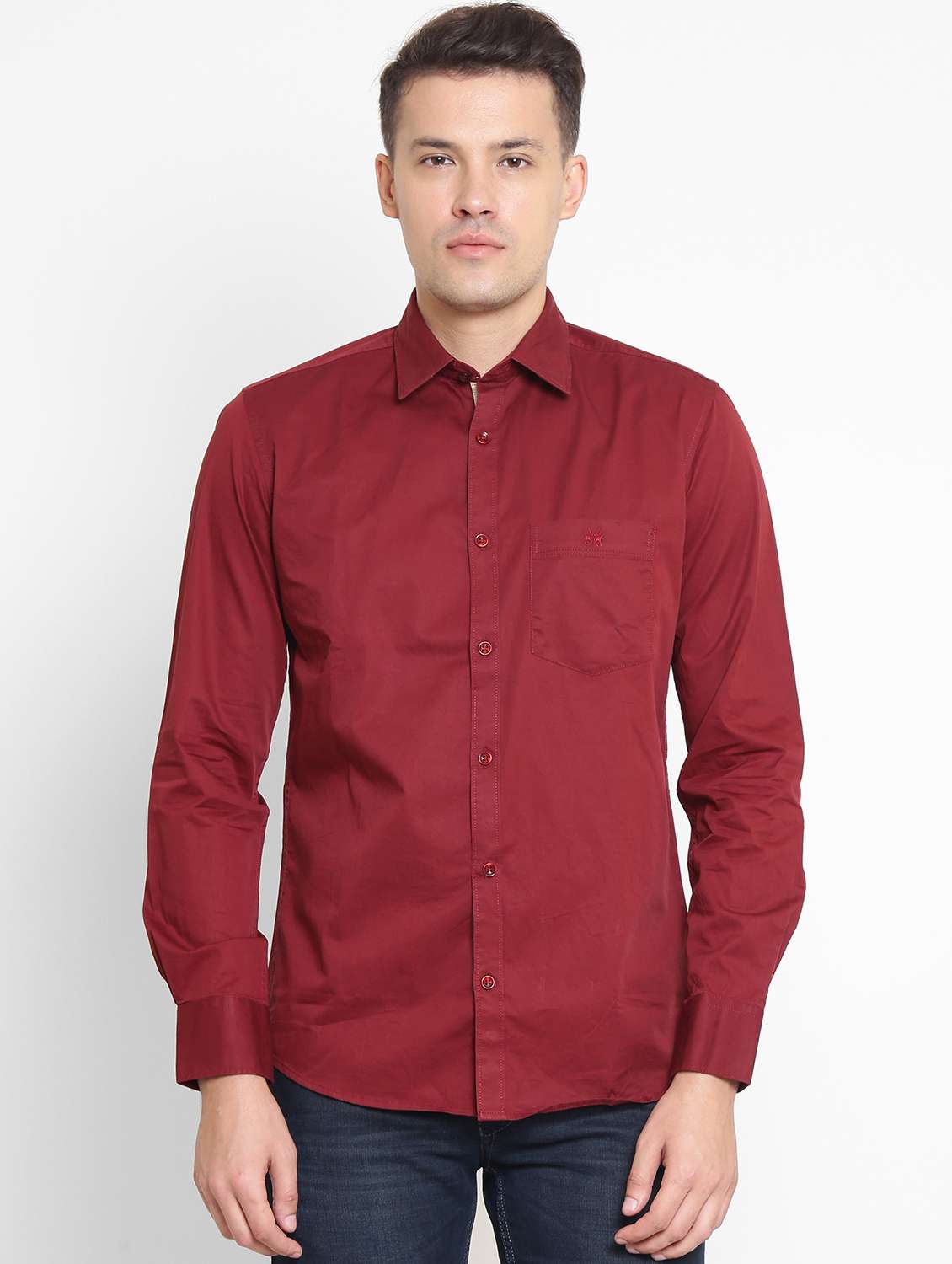 maroon solid casual shirt
