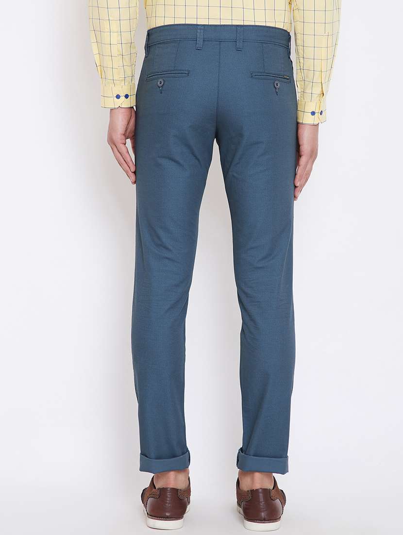 teal blue textured chinos - 16396828 - Standard Image - 2