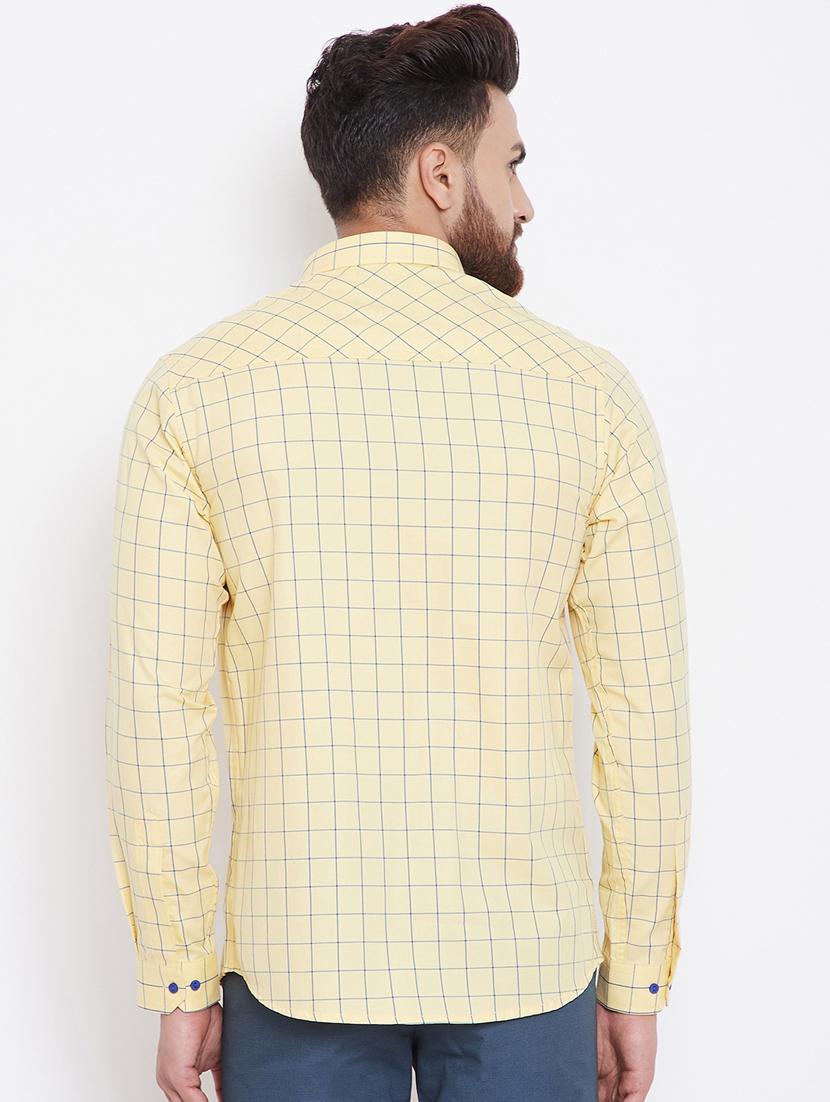 yellow checkered casual shirt - 16396850 - Standard Image - 2