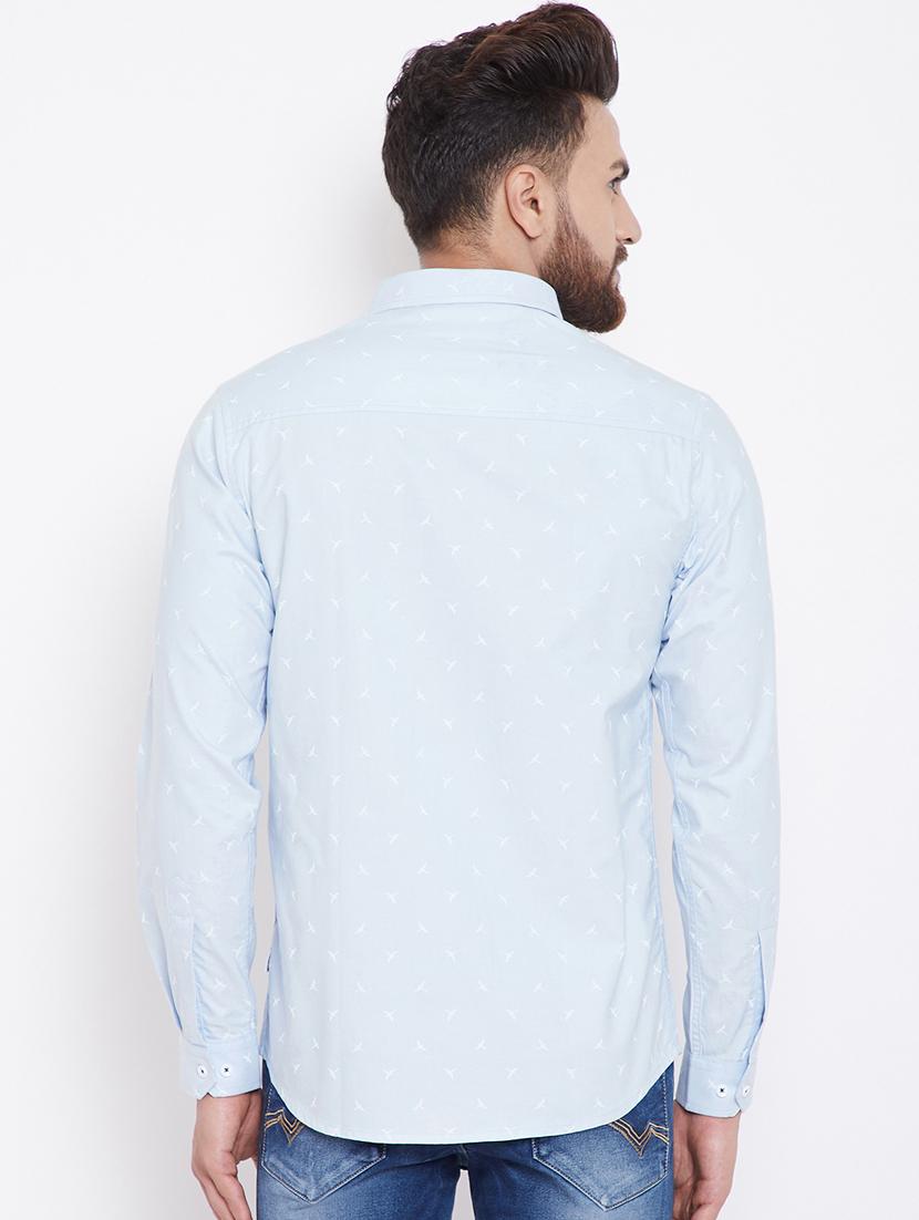 light blue printed casual shirt - 16396859 - Standard Image - 2