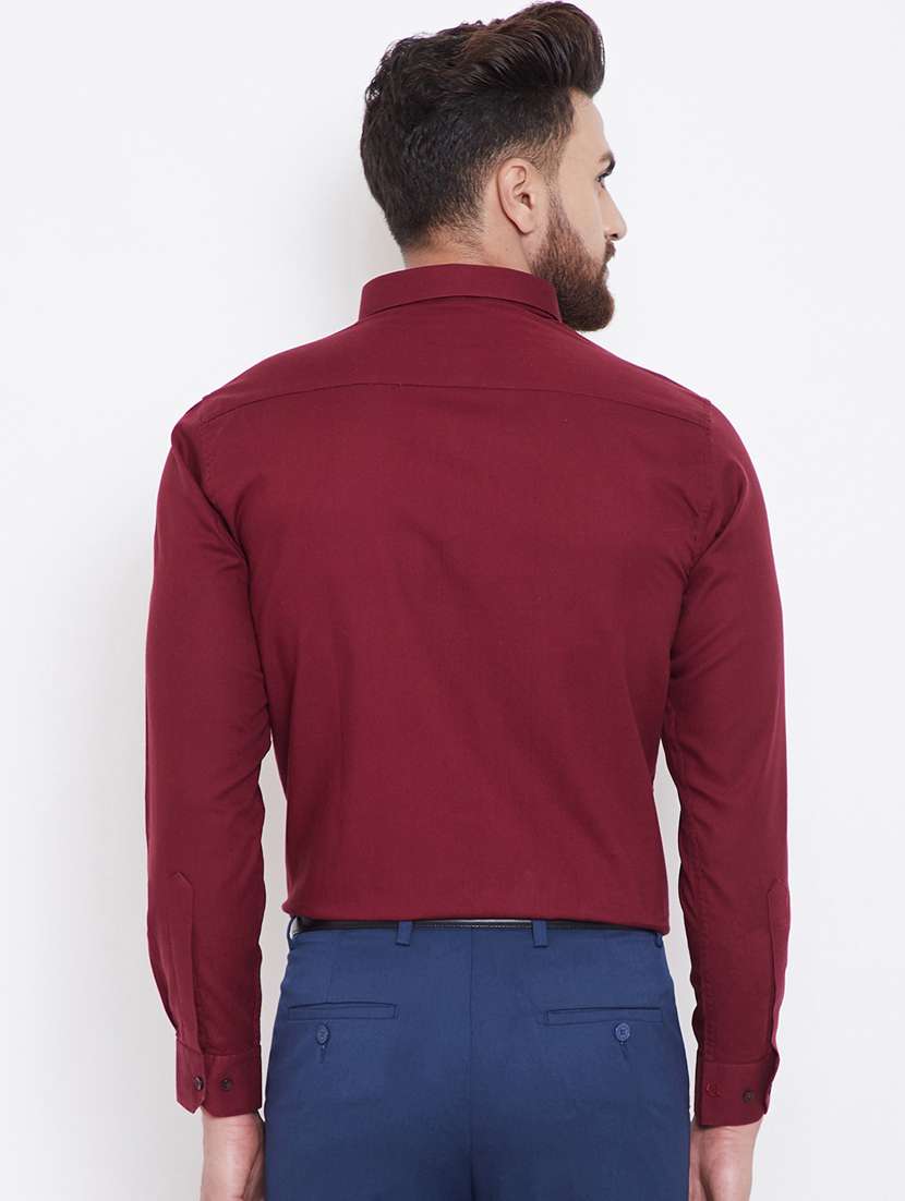 maroon solid formal shirt - 16396871 -  Standard Image - 2