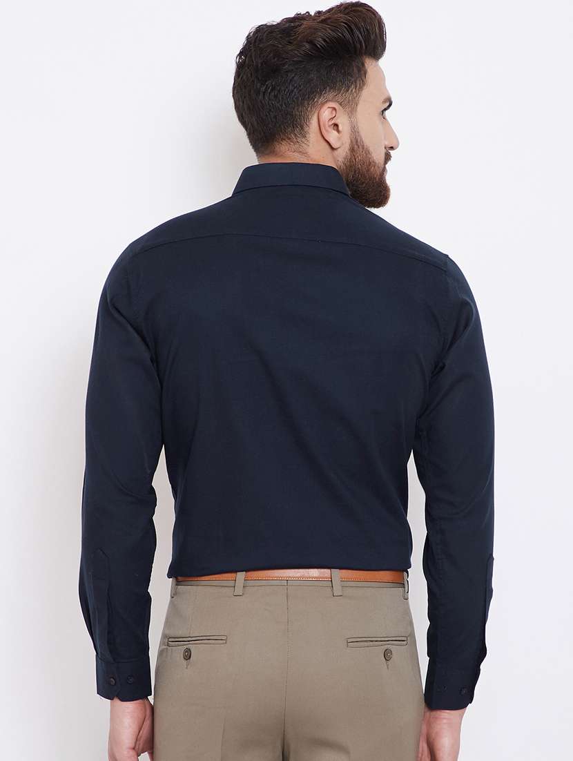 navy blue solid formal shirt - 16396872 -  Standard Image - 2