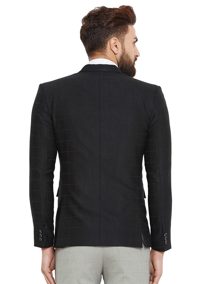 black checkered single breasted formal blazer - 16396897 - Standard Image - 2