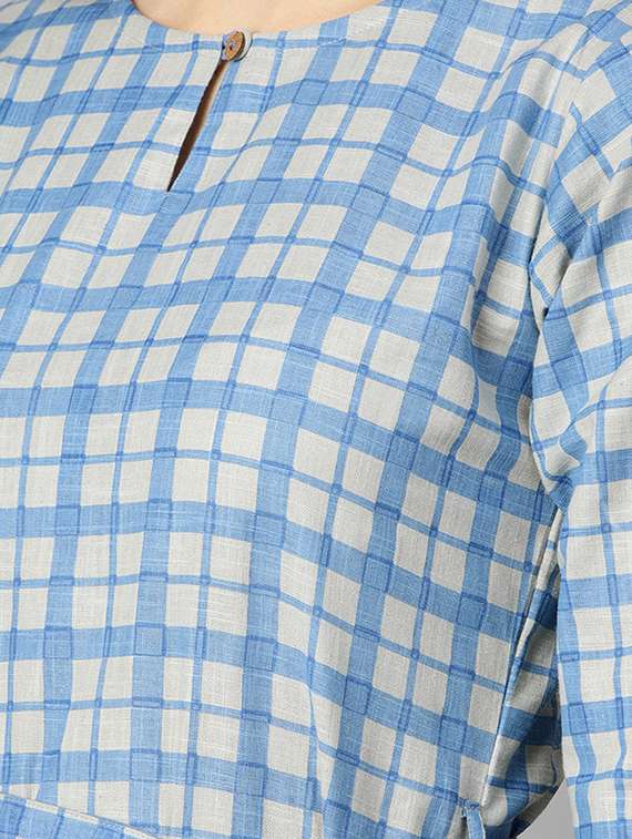 Checkered Printed Straight Kurta