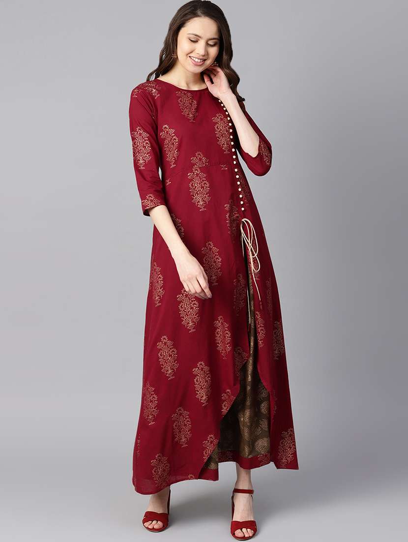 block printed kurta skirt set