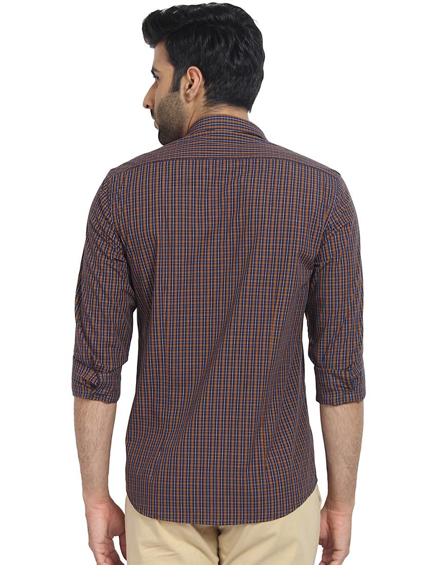 navy blue checkered casual shirt - 16399594 - Standard Image - 2