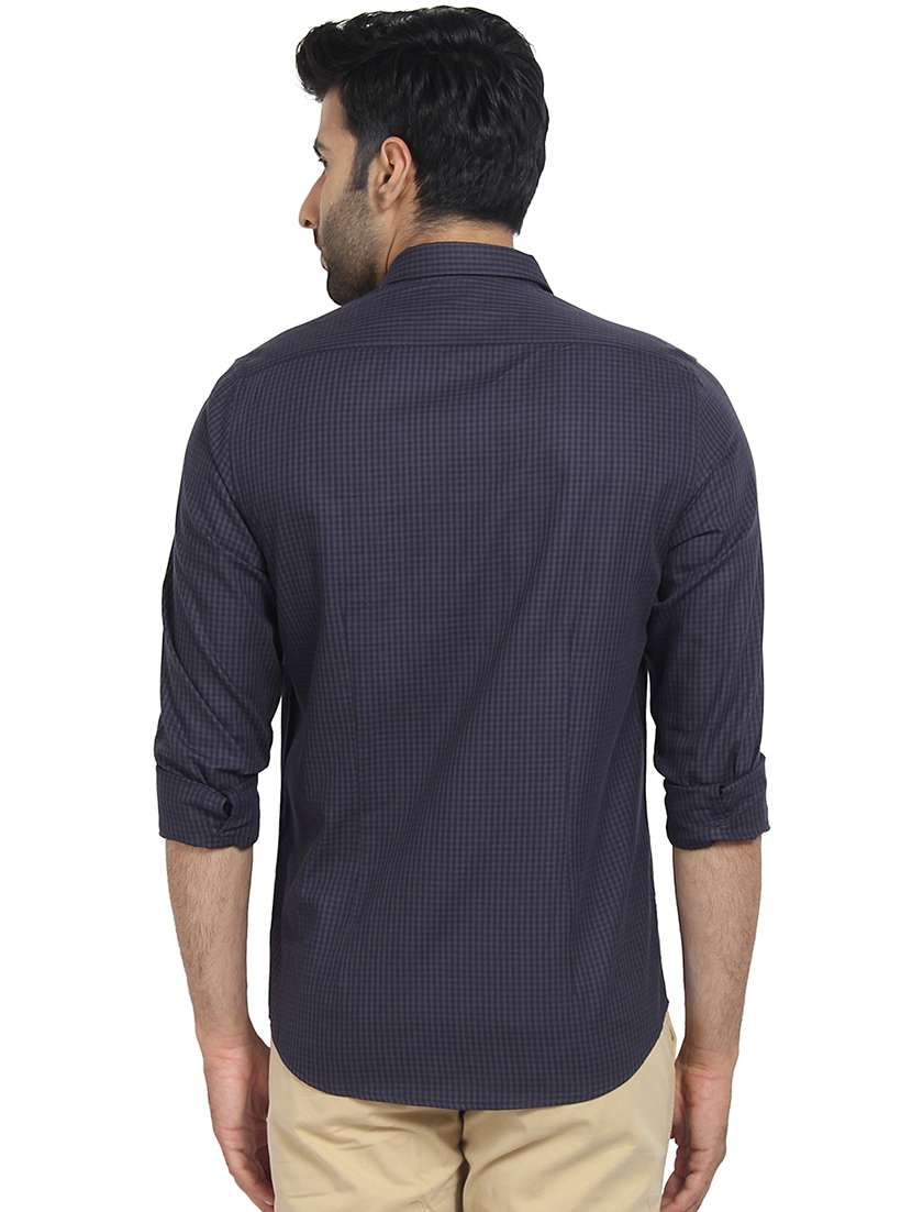navy blue checkered casual shirt - 16399595 -  Standard Image - 2