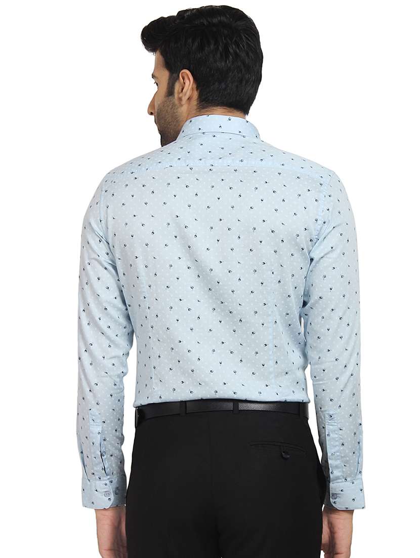 light blue printed casual shirt - 16399631 - Standard Image - 2