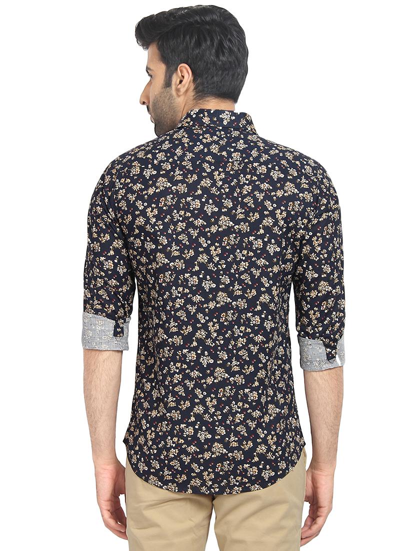 navy blue printed casual shirt - 16399654 - Standard Image - 2