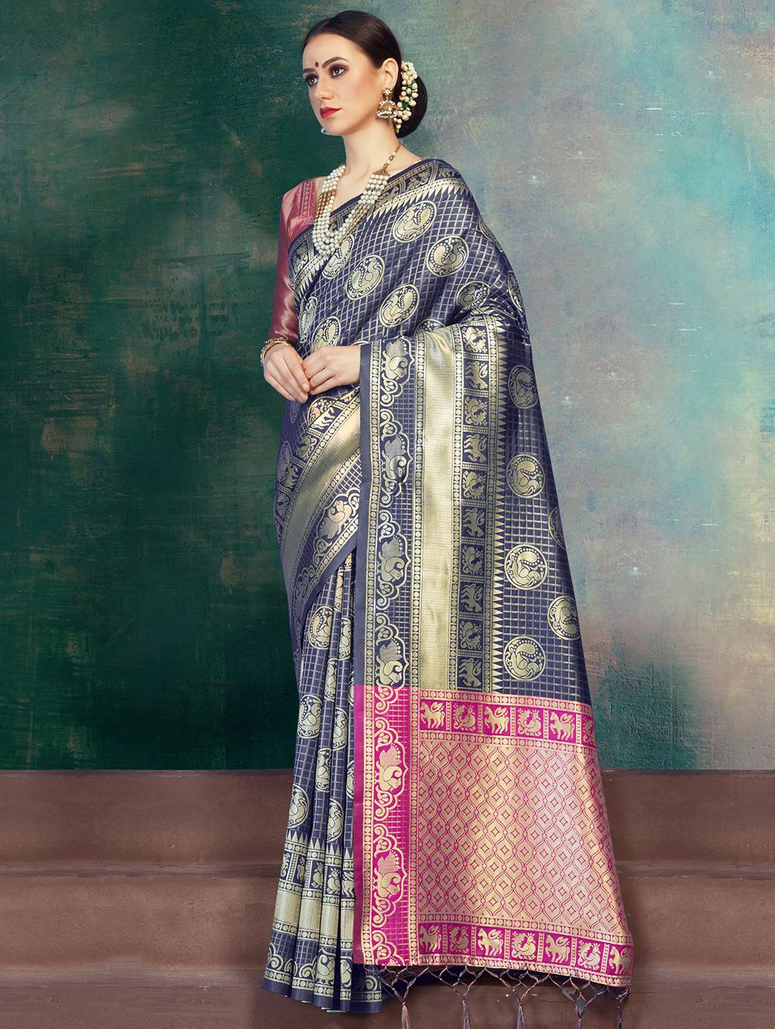 conversational kanjivaram saree with blouse