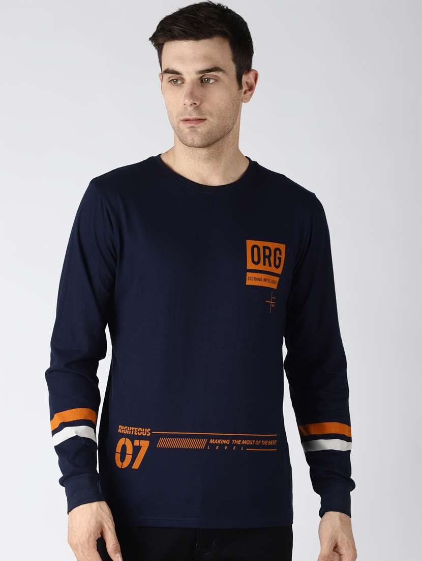 navy blue typographic all over print t-shirt 