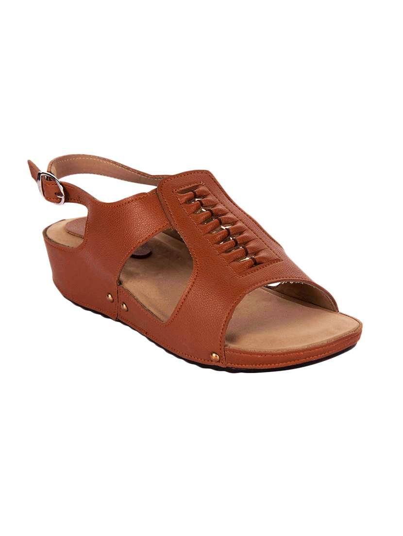 tan leatherette back strap sandals