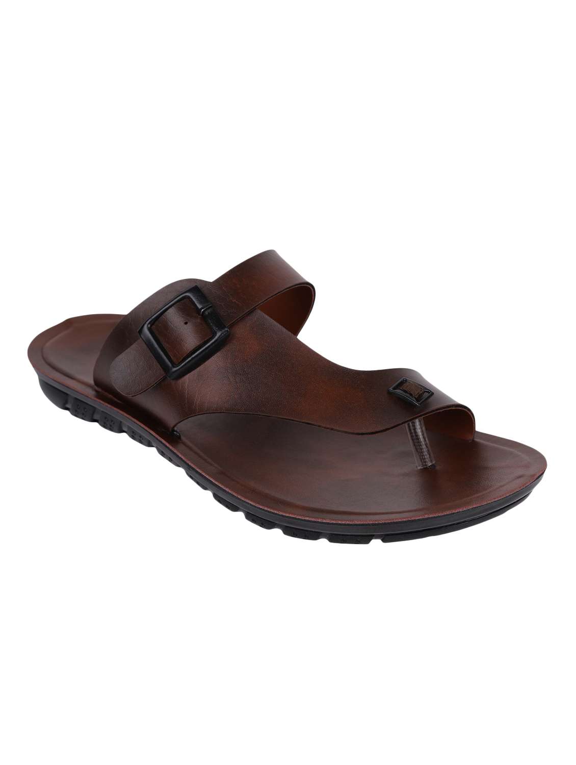 pu-spm brown leatherette slip on slippers