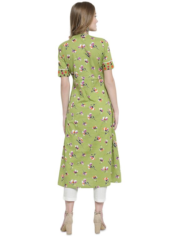 floral printed high slit kurta - 16401902 - Standard Image - 2