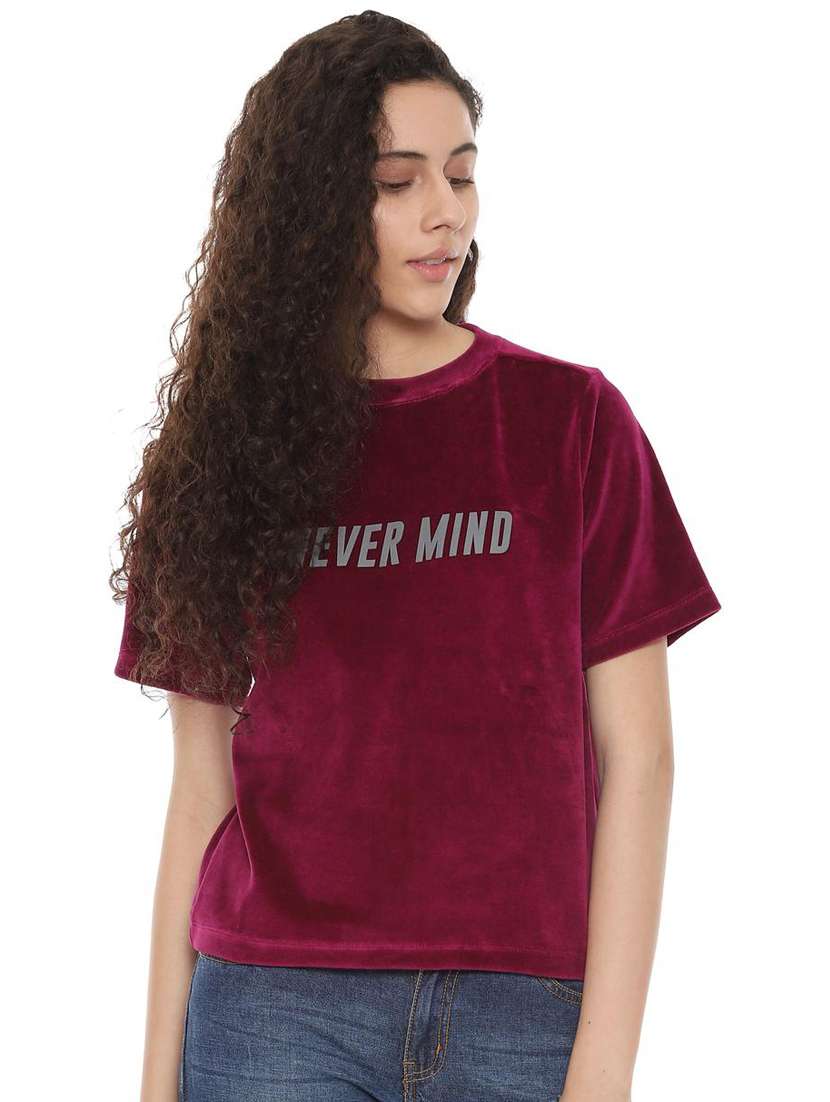 quirky text velvet top