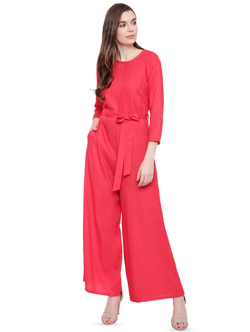 tie front solid jumpsuit 