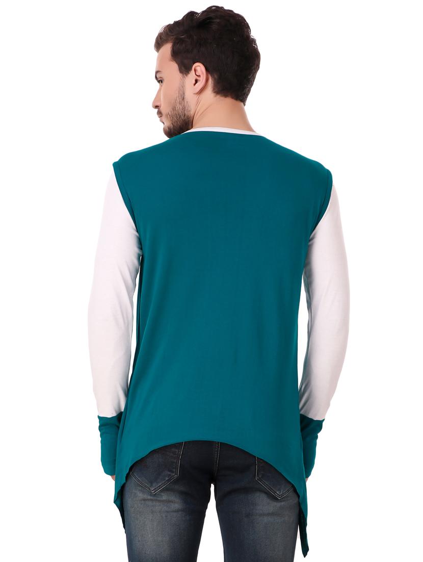 teal blue cut & sew thumb hole t-shirt - 16406287 - Standard Image - 2