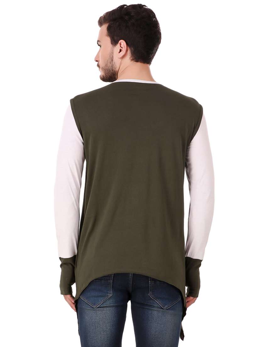 olive green cut & sew thumb hole t-shirt - 16406288 -  Standard Image - 2