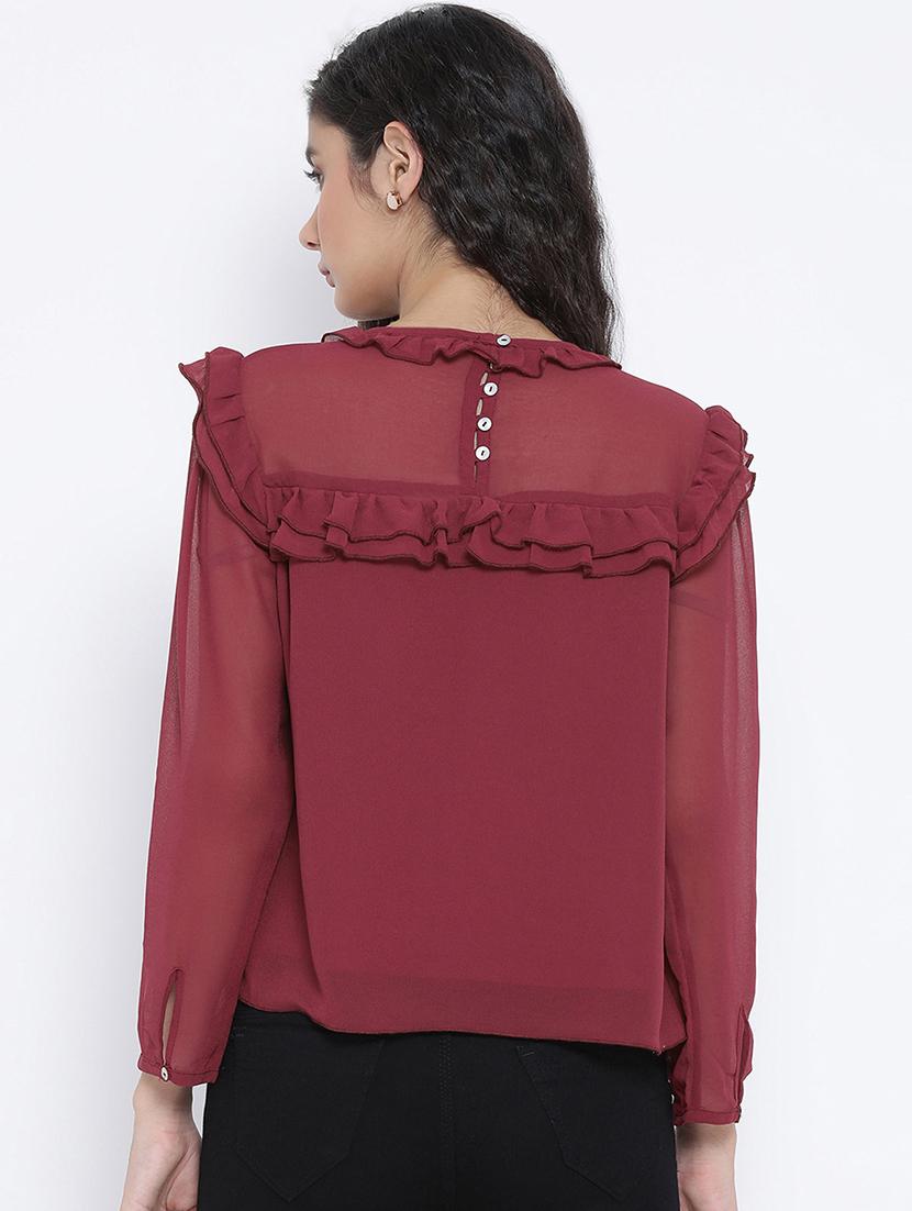 ruffle detail solid top - 16407002 - Standard Image - 2